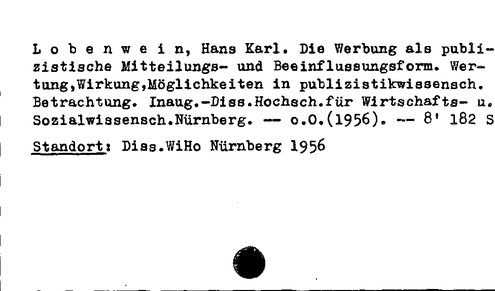 [Katalogkarte Dissertationenkatalog bis 1980]