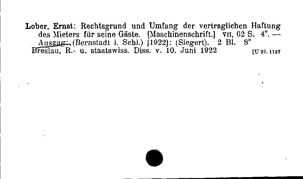 [Katalogkarte Dissertationenkatalog bis 1980]