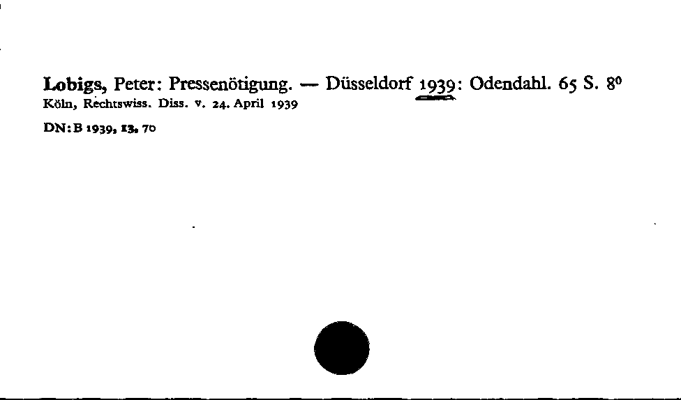 [Katalogkarte Dissertationenkatalog bis 1980]