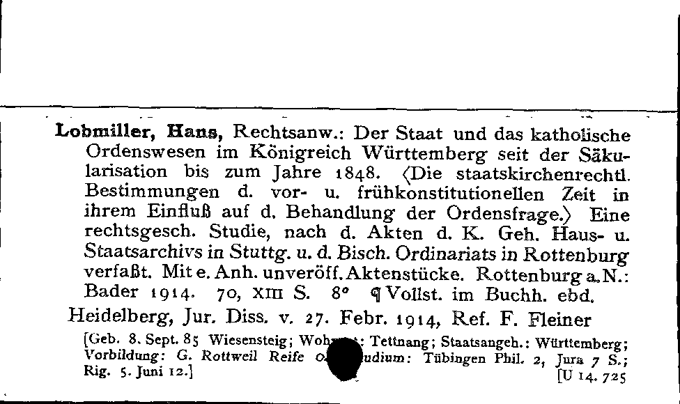 [Katalogkarte Dissertationenkatalog bis 1980]