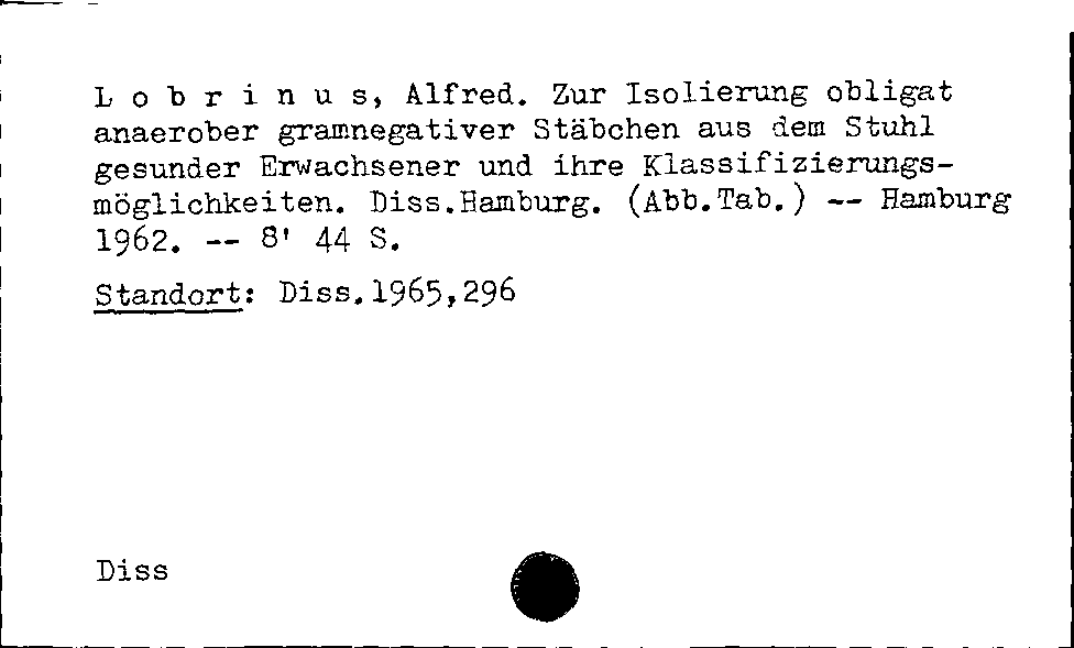 [Katalogkarte Dissertationenkatalog bis 1980]