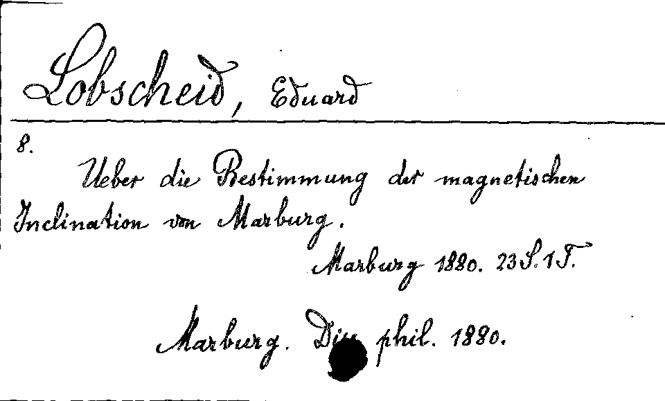 [Katalogkarte Dissertationenkatalog bis 1980]