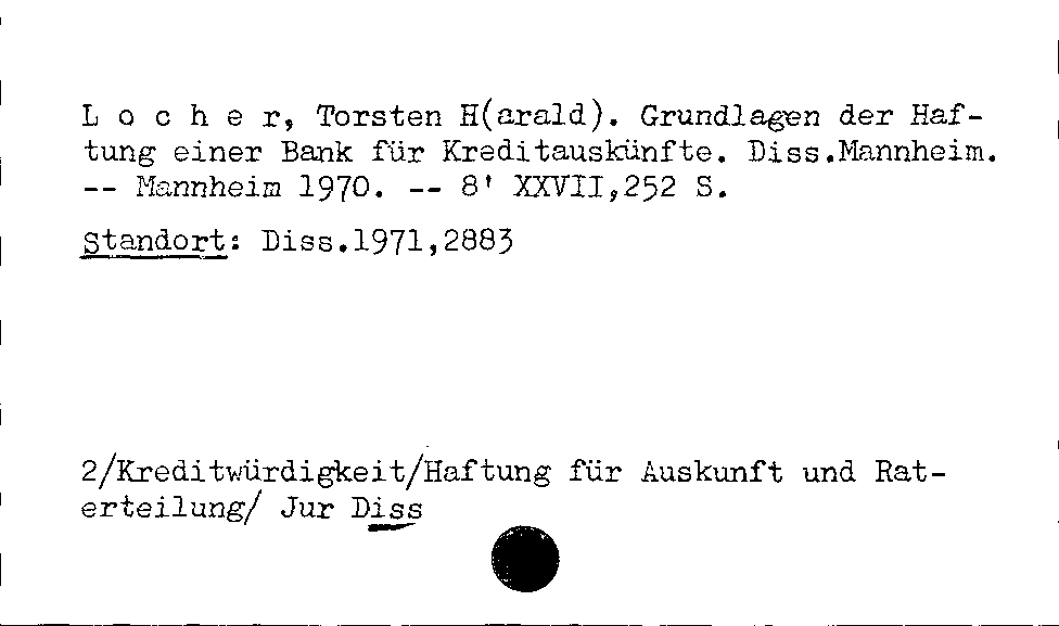 [Katalogkarte Dissertationenkatalog bis 1980]