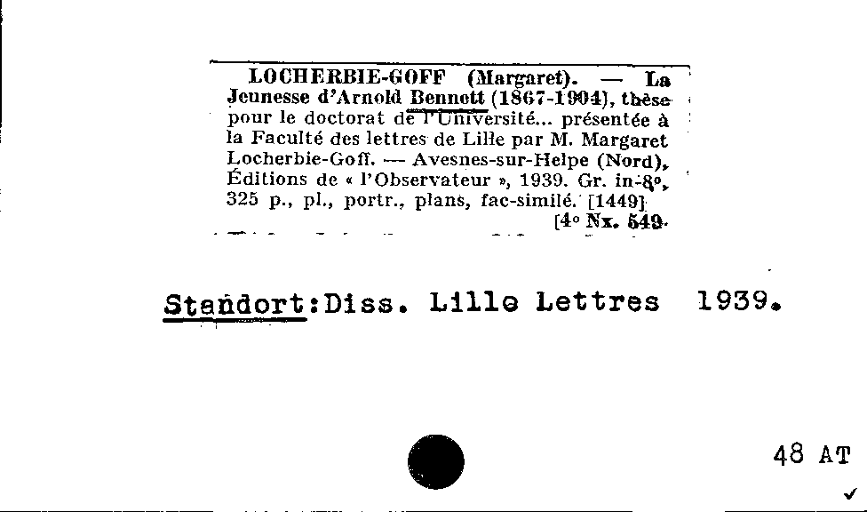 [Katalogkarte Dissertationenkatalog bis 1980]