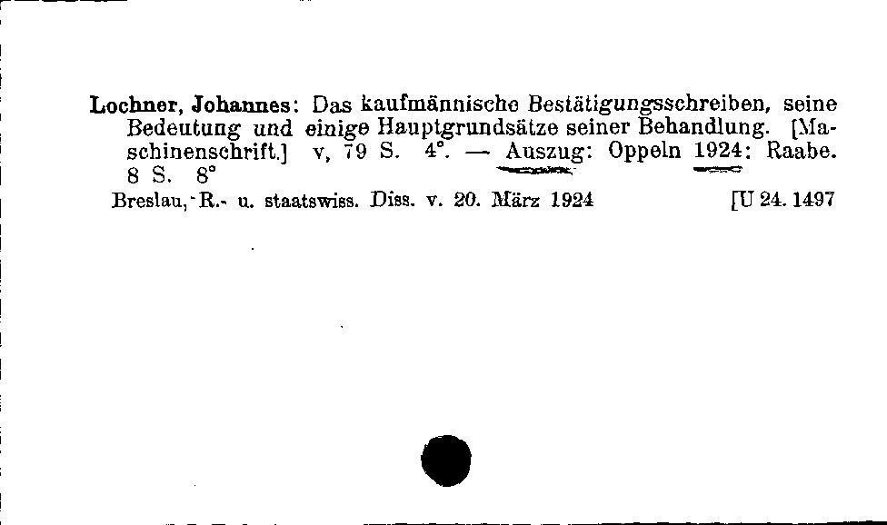 [Katalogkarte Dissertationenkatalog bis 1980]