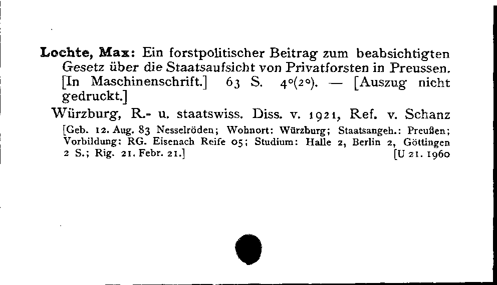 [Katalogkarte Dissertationenkatalog bis 1980]