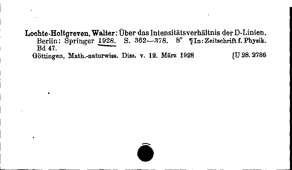 [Katalogkarte Dissertationenkatalog bis 1980]