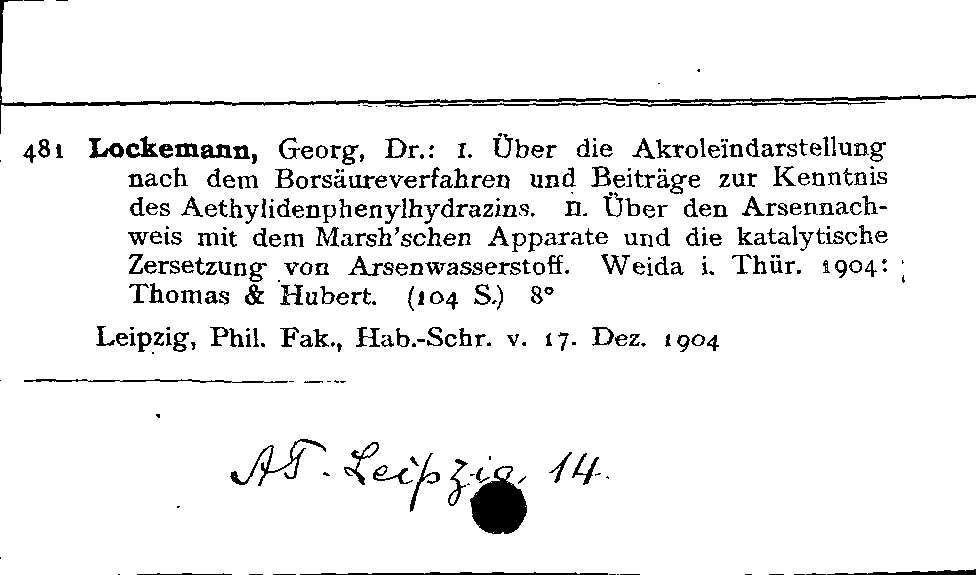 [Katalogkarte Dissertationenkatalog bis 1980]