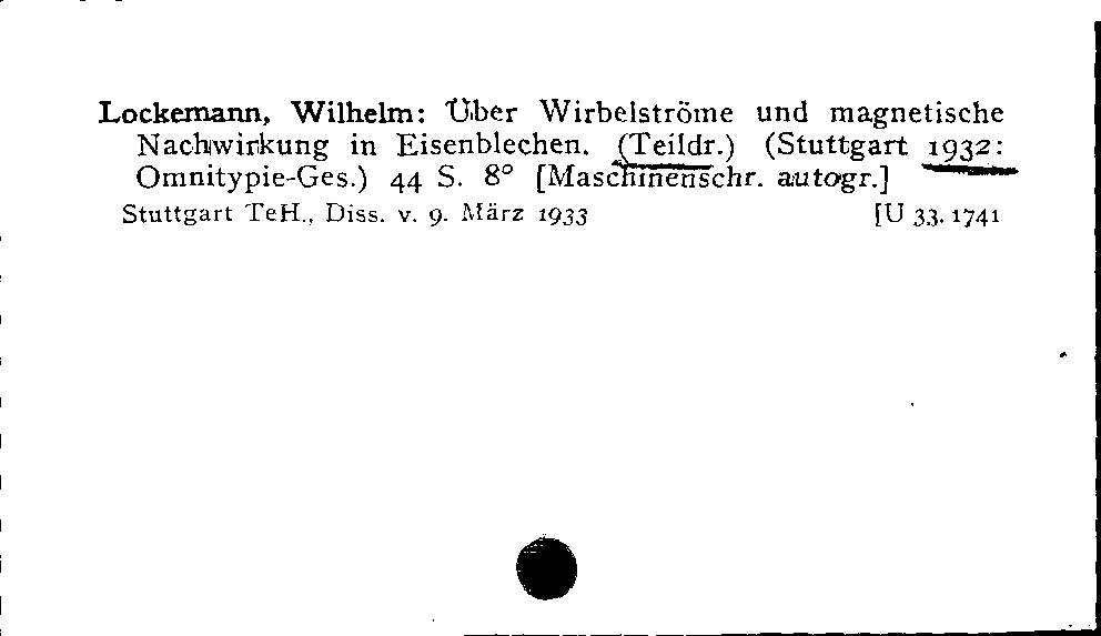 [Katalogkarte Dissertationenkatalog bis 1980]