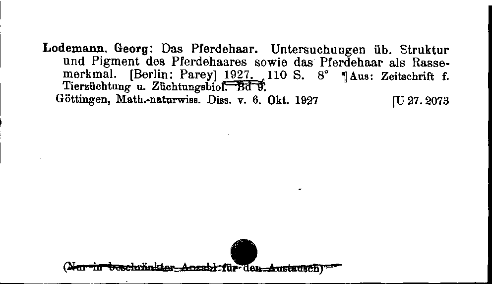 [Katalogkarte Dissertationenkatalog bis 1980]