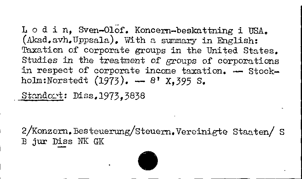 [Katalogkarte Dissertationenkatalog bis 1980]