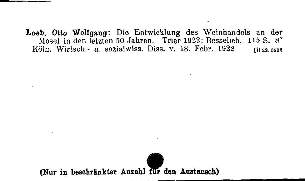 [Katalogkarte Dissertationenkatalog bis 1980]