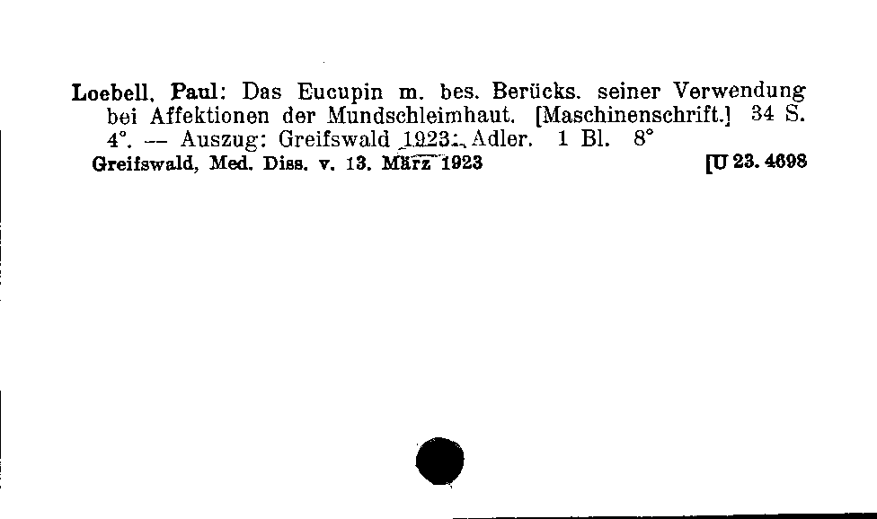 [Katalogkarte Dissertationenkatalog bis 1980]