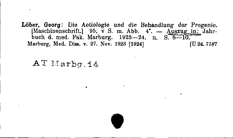 [Katalogkarte Dissertationenkatalog bis 1980]