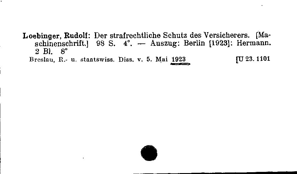 [Katalogkarte Dissertationenkatalog bis 1980]