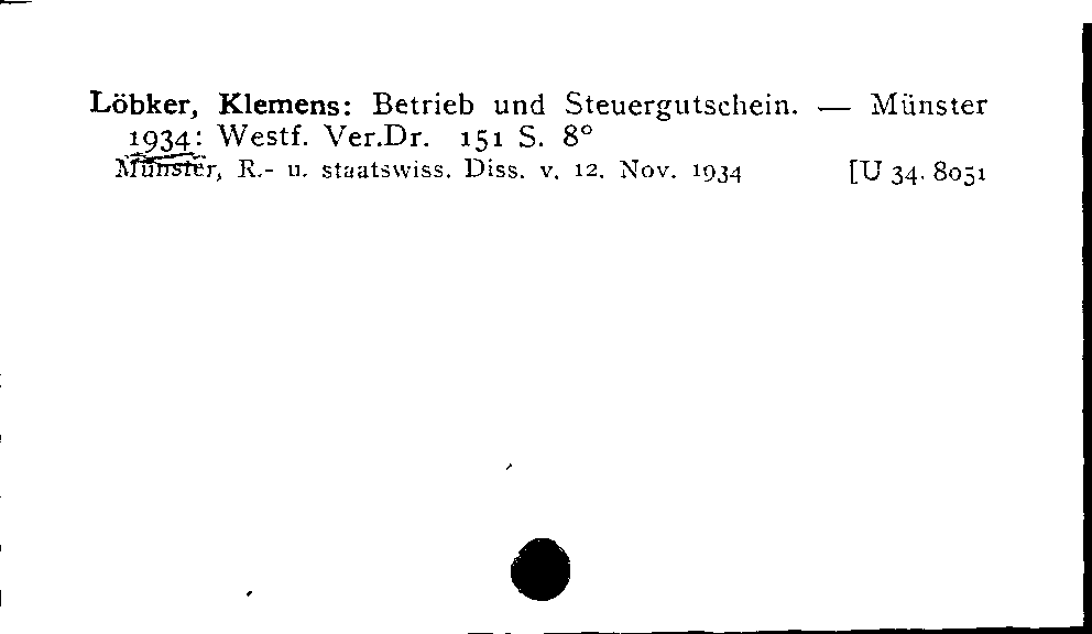 [Katalogkarte Dissertationenkatalog bis 1980]