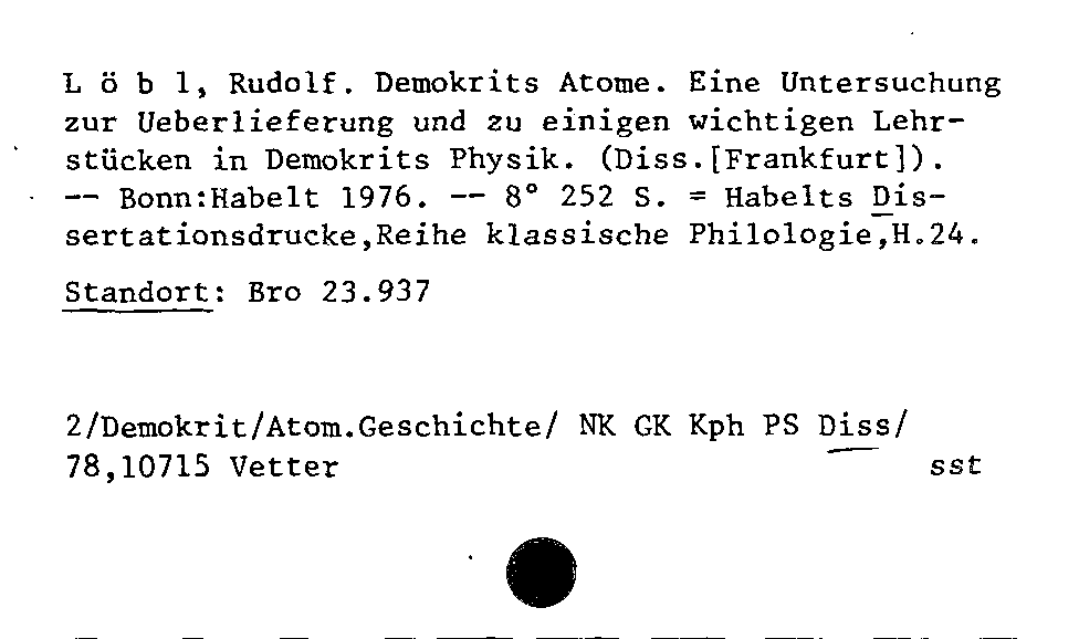 [Katalogkarte Dissertationenkatalog bis 1980]