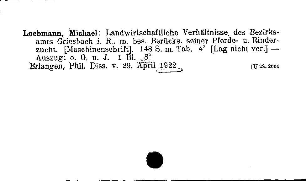 [Katalogkarte Dissertationenkatalog bis 1980]