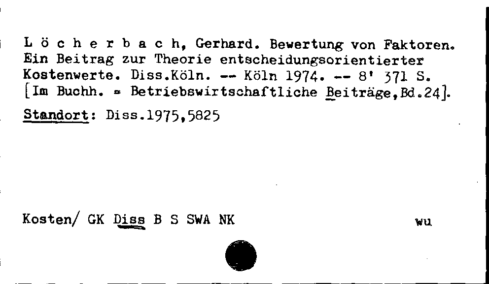 [Katalogkarte Dissertationenkatalog bis 1980]