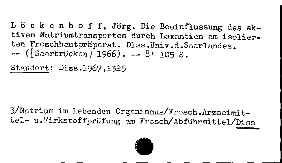 [Katalogkarte Dissertationenkatalog bis 1980]