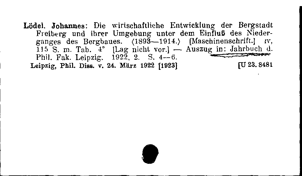 [Katalogkarte Dissertationenkatalog bis 1980]