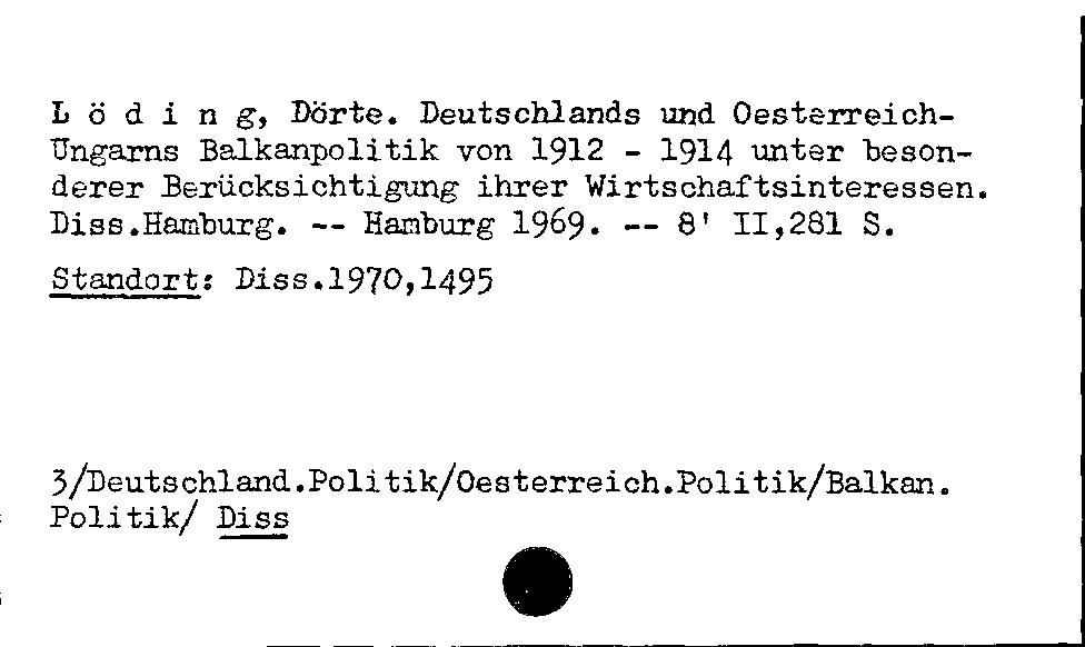 [Katalogkarte Dissertationenkatalog bis 1980]