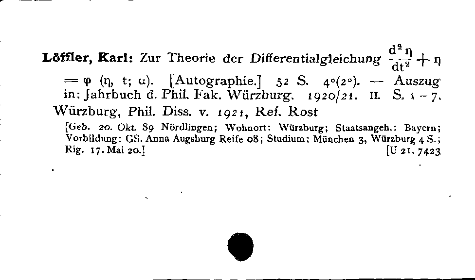 [Katalogkarte Dissertationenkatalog bis 1980]