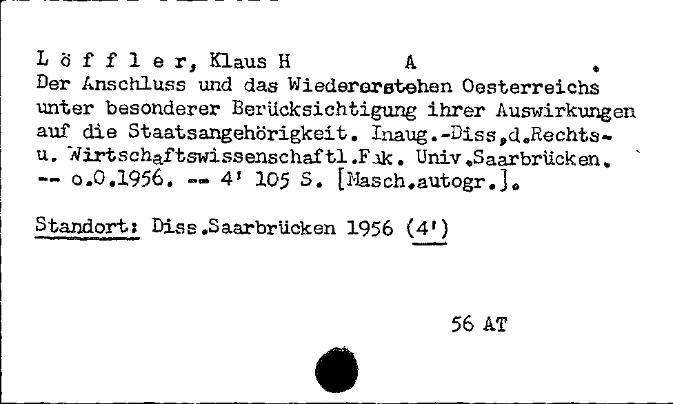 [Katalogkarte Dissertationenkatalog bis 1980]