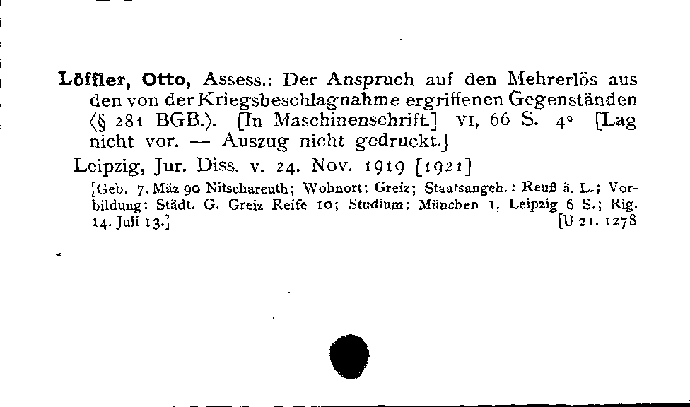 [Katalogkarte Dissertationenkatalog bis 1980]