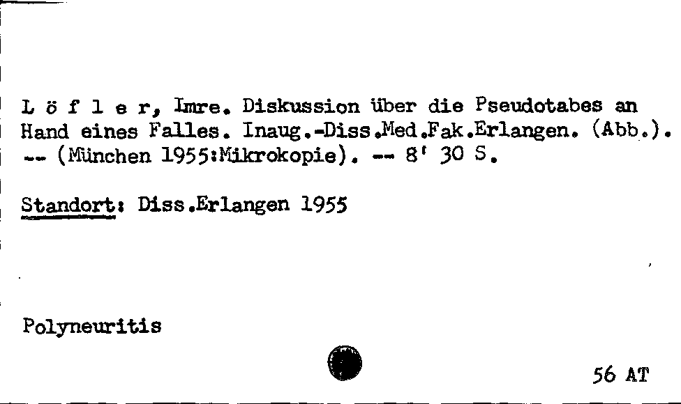 [Katalogkarte Dissertationenkatalog bis 1980]