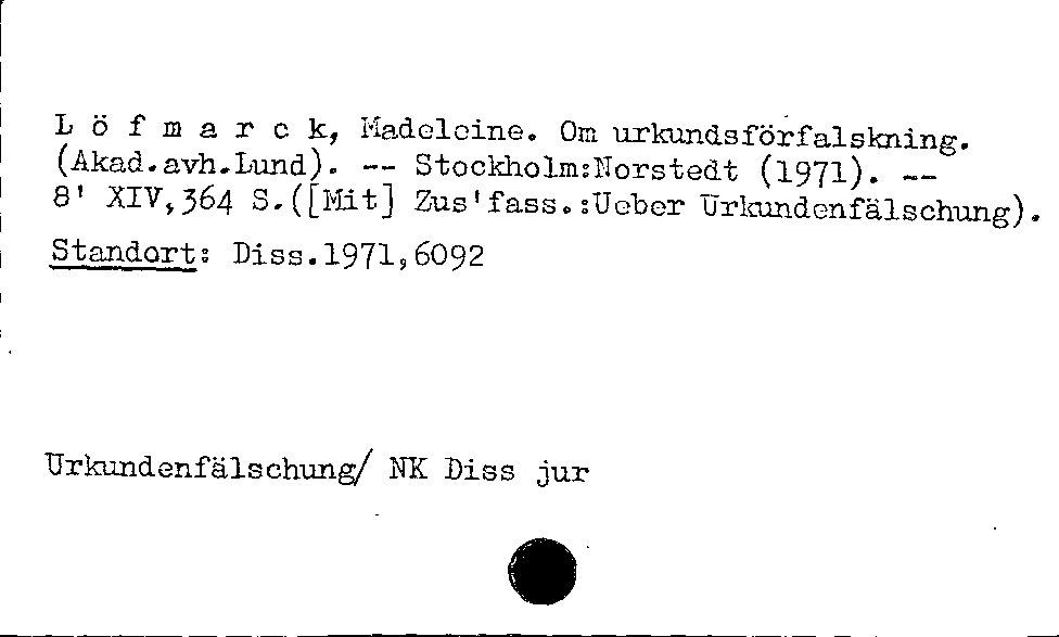 [Katalogkarte Dissertationenkatalog bis 1980]