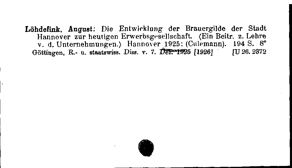 [Katalogkarte Dissertationenkatalog bis 1980]