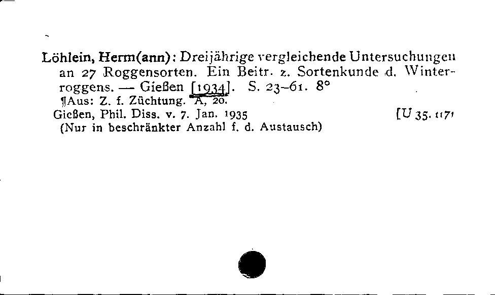 [Katalogkarte Dissertationenkatalog bis 1980]