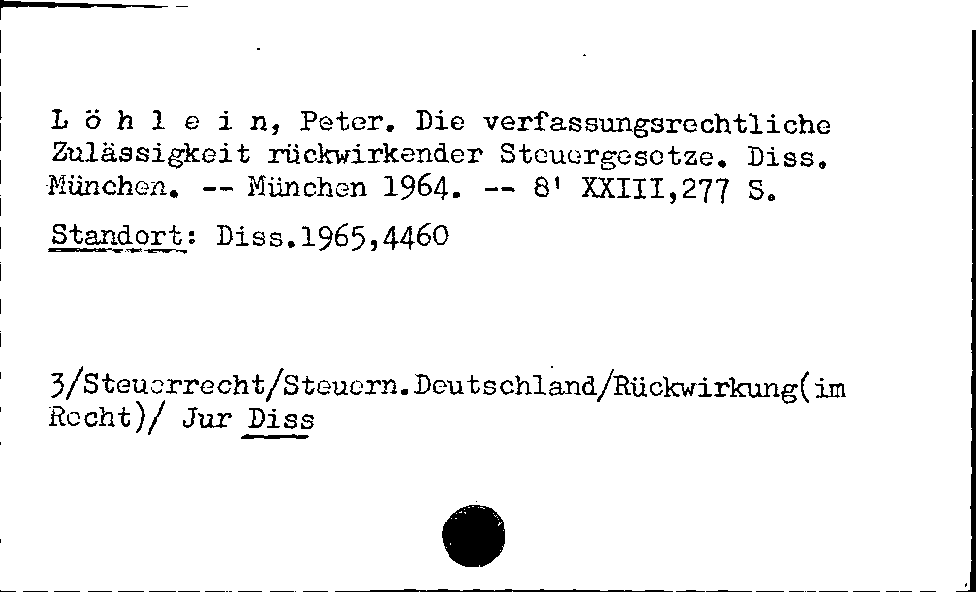 [Katalogkarte Dissertationenkatalog bis 1980]