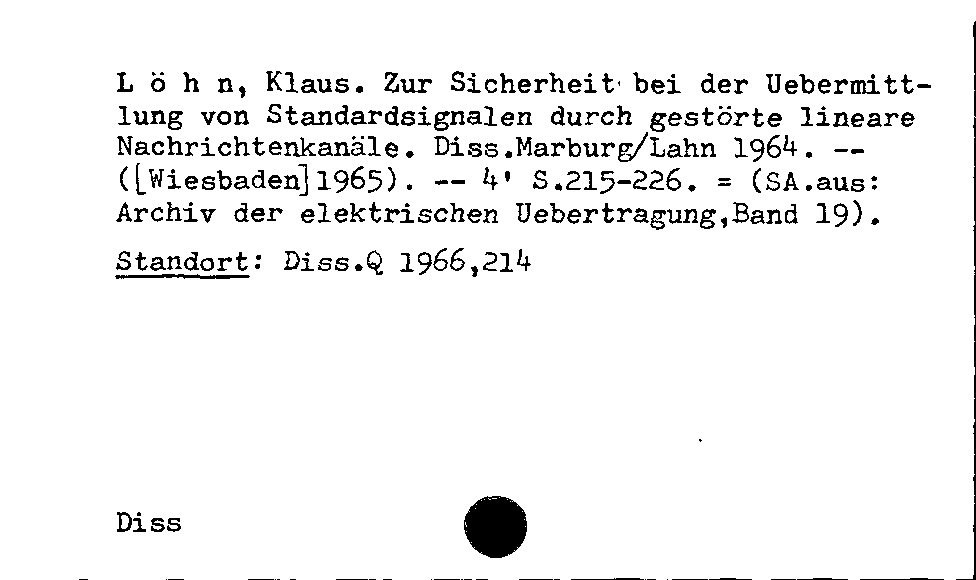 [Katalogkarte Dissertationenkatalog bis 1980]