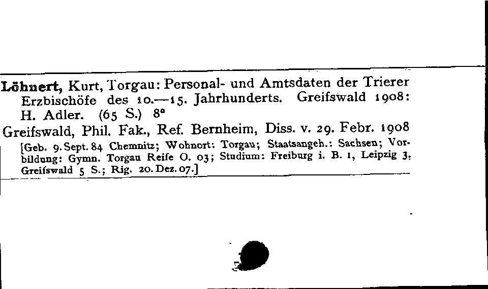 [Katalogkarte Dissertationenkatalog bis 1980]