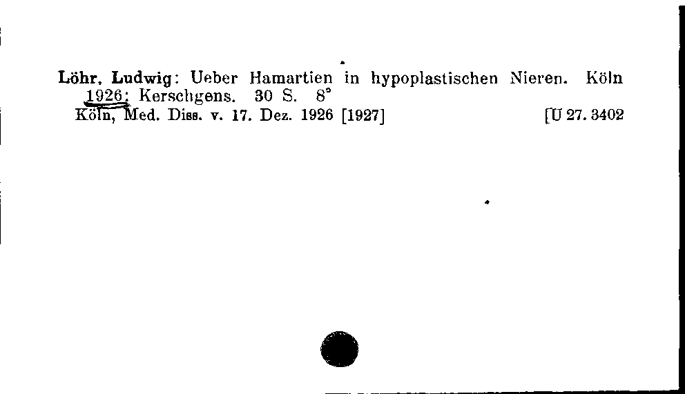 [Katalogkarte Dissertationenkatalog bis 1980]