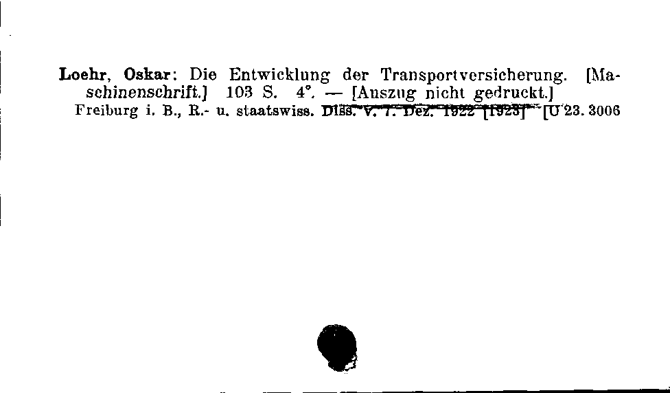 [Katalogkarte Dissertationenkatalog bis 1980]