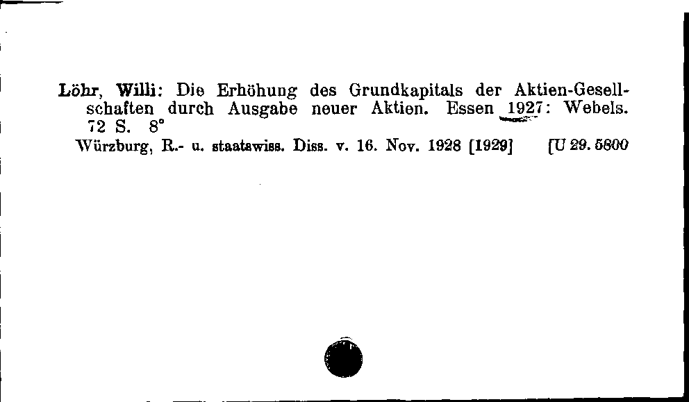 [Katalogkarte Dissertationenkatalog bis 1980]