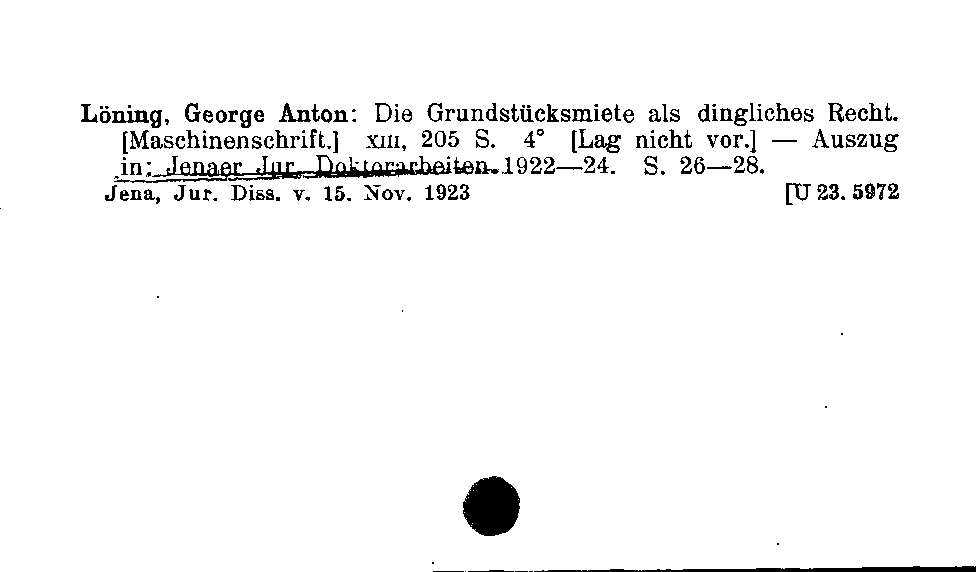 [Katalogkarte Dissertationenkatalog bis 1980]