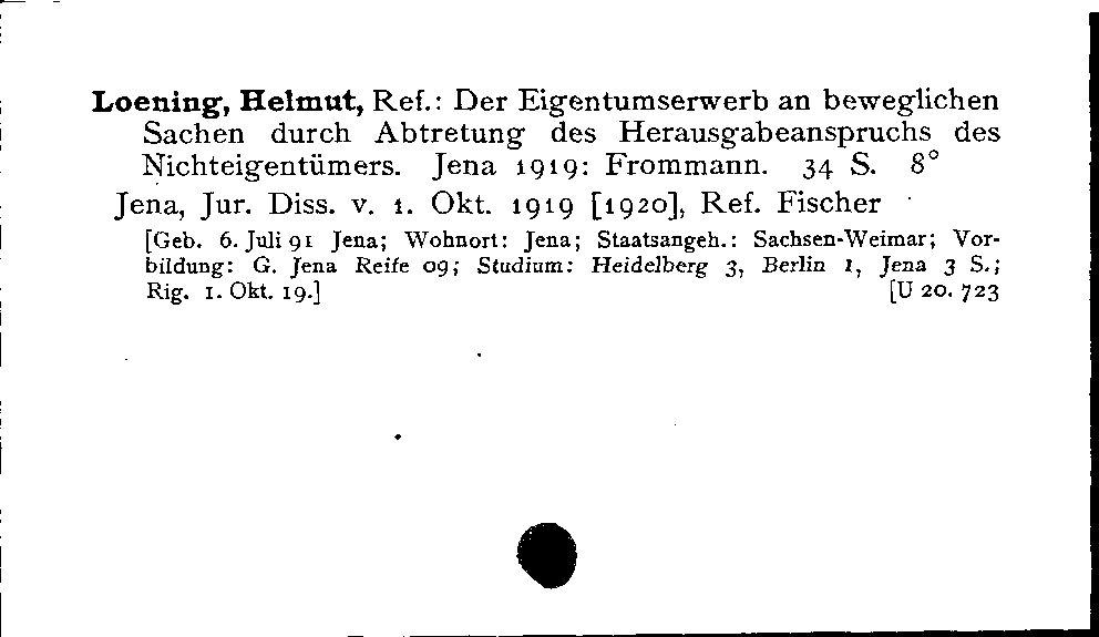 [Katalogkarte Dissertationenkatalog bis 1980]