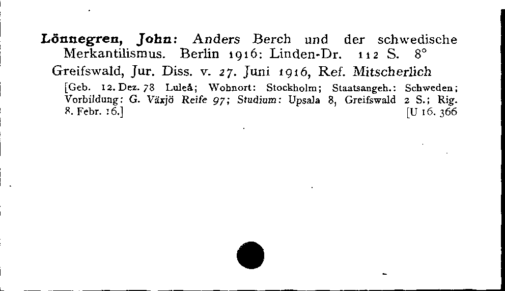 [Katalogkarte Dissertationenkatalog bis 1980]