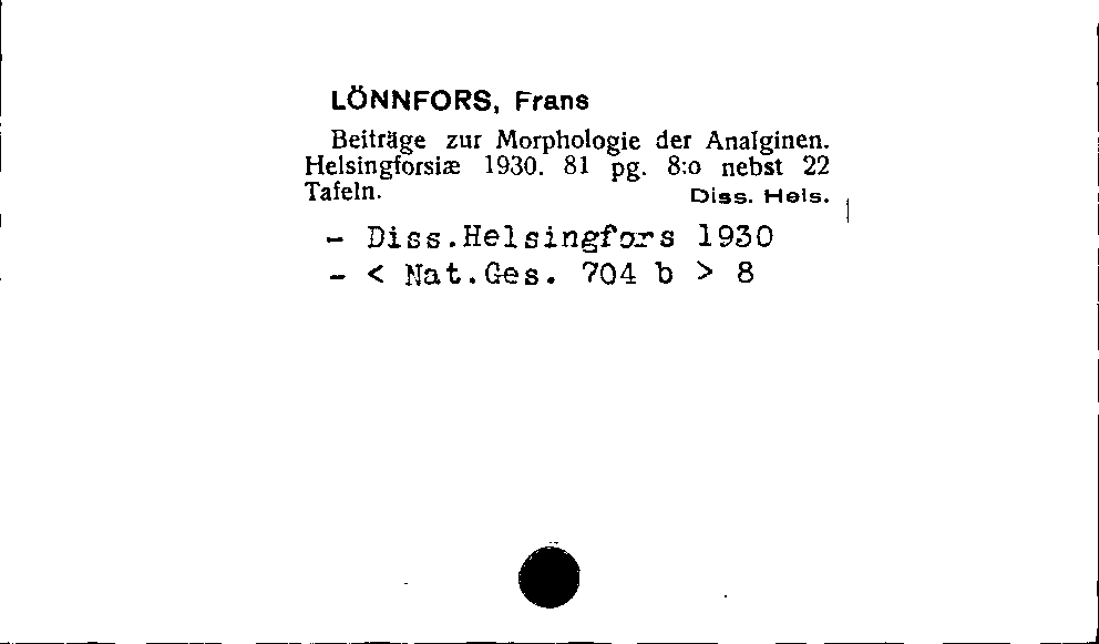 [Katalogkarte Dissertationenkatalog bis 1980]