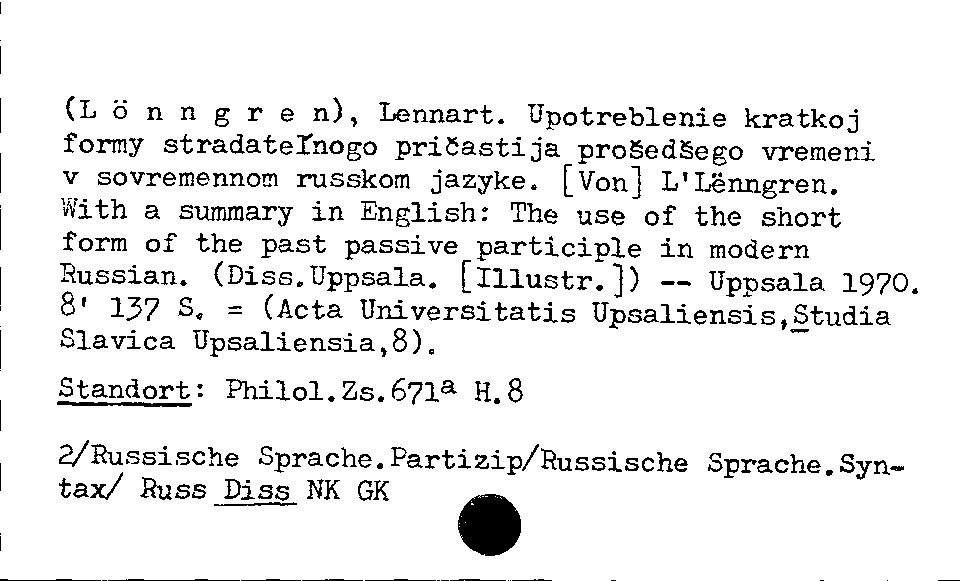 [Katalogkarte Dissertationenkatalog bis 1980]