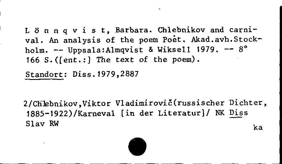 [Katalogkarte Dissertationenkatalog bis 1980]