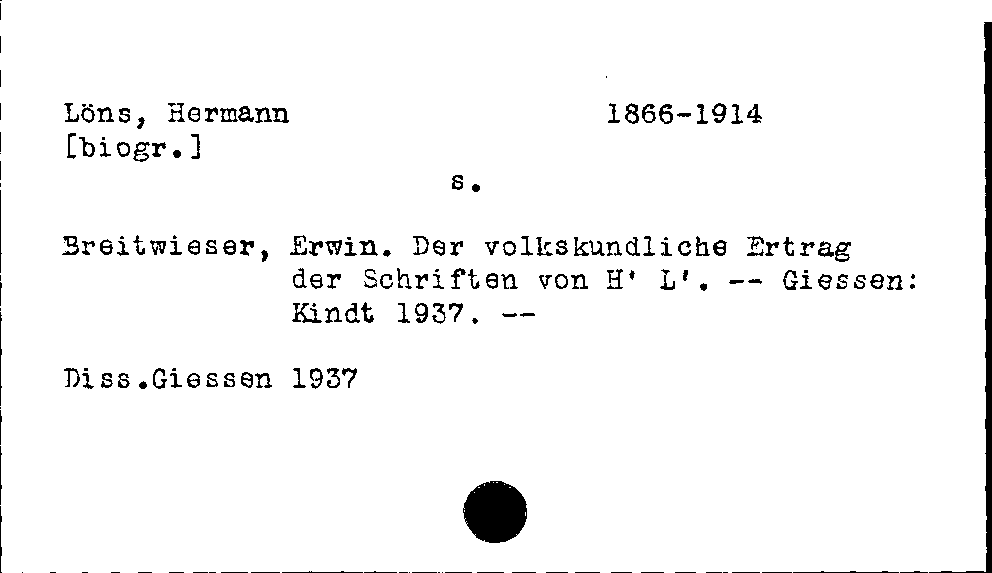 [Katalogkarte Dissertationenkatalog bis 1980]