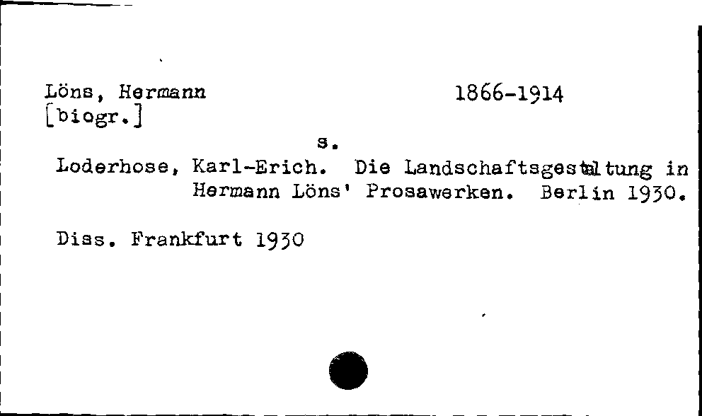 [Katalogkarte Dissertationenkatalog bis 1980]