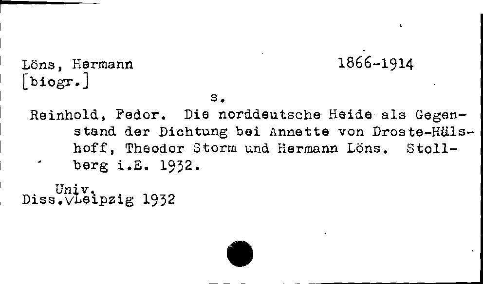 [Katalogkarte Dissertationenkatalog bis 1980]