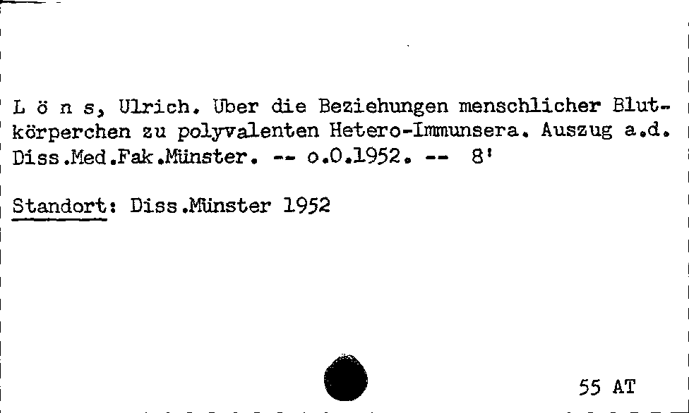 [Katalogkarte Dissertationenkatalog bis 1980]