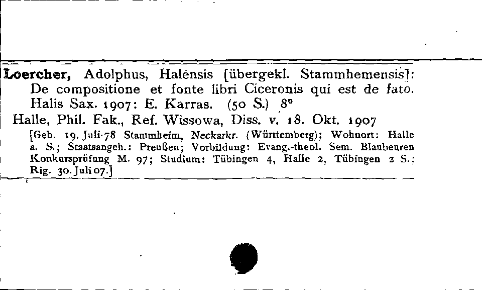 [Katalogkarte Dissertationenkatalog bis 1980]